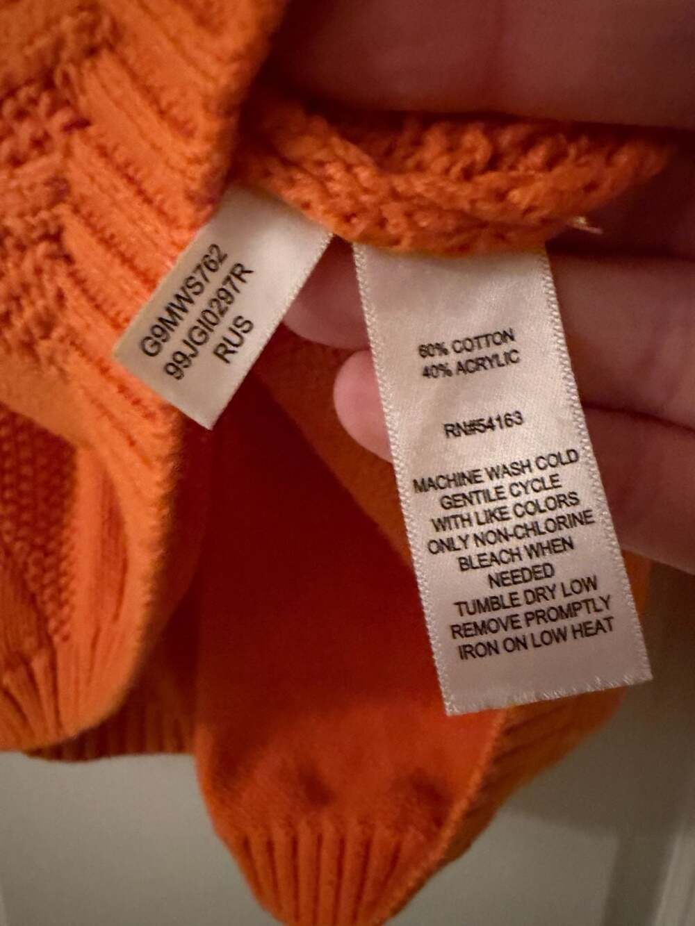 Bass Orange Cable Knit Sweater M - Picture 3 of 8